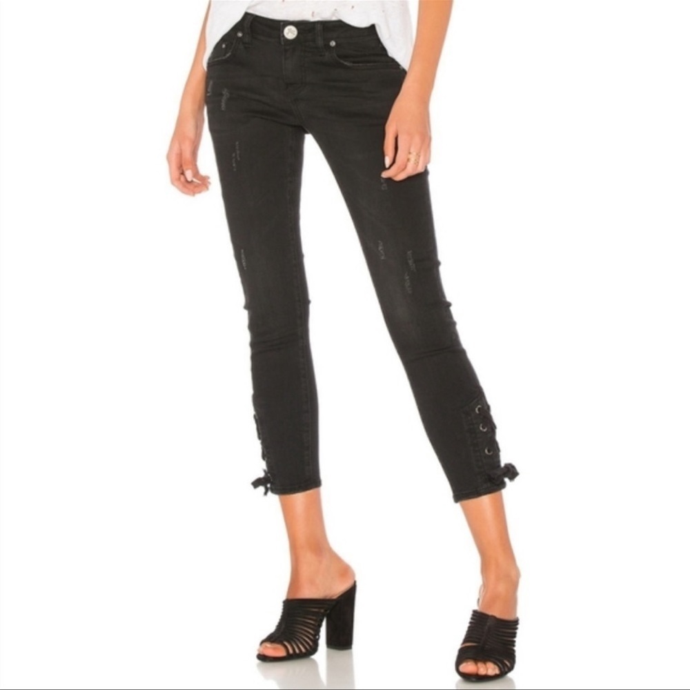 One Teaspoon Side Tie Freebird II Black Paris 27